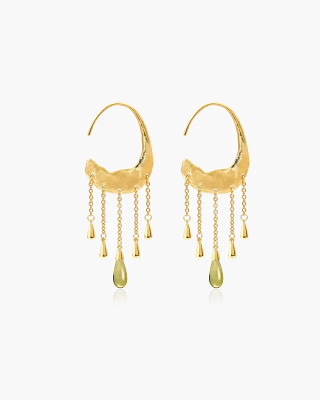 Crescent Tassel Drop Earrings in Gold made by En Route Jewelry