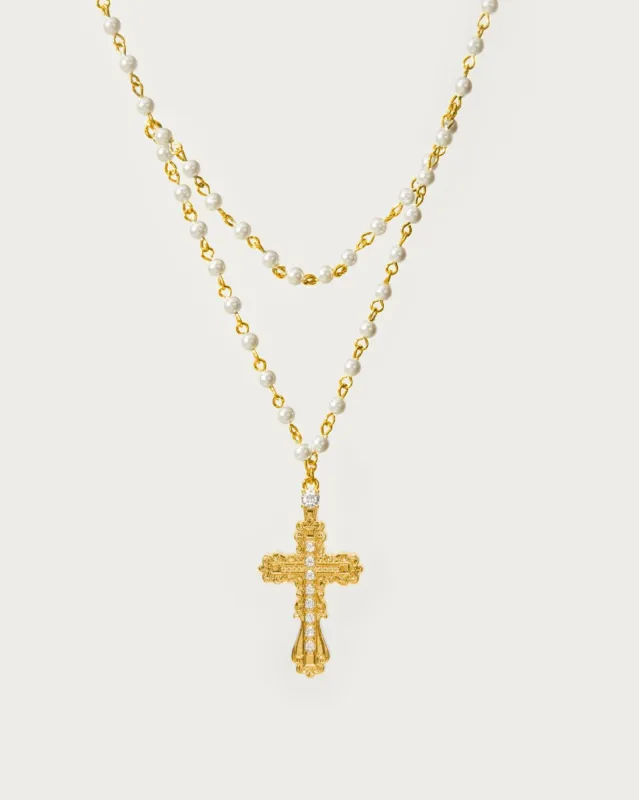 Everette Cross Necklace in Gold sold by En Route Jewelry