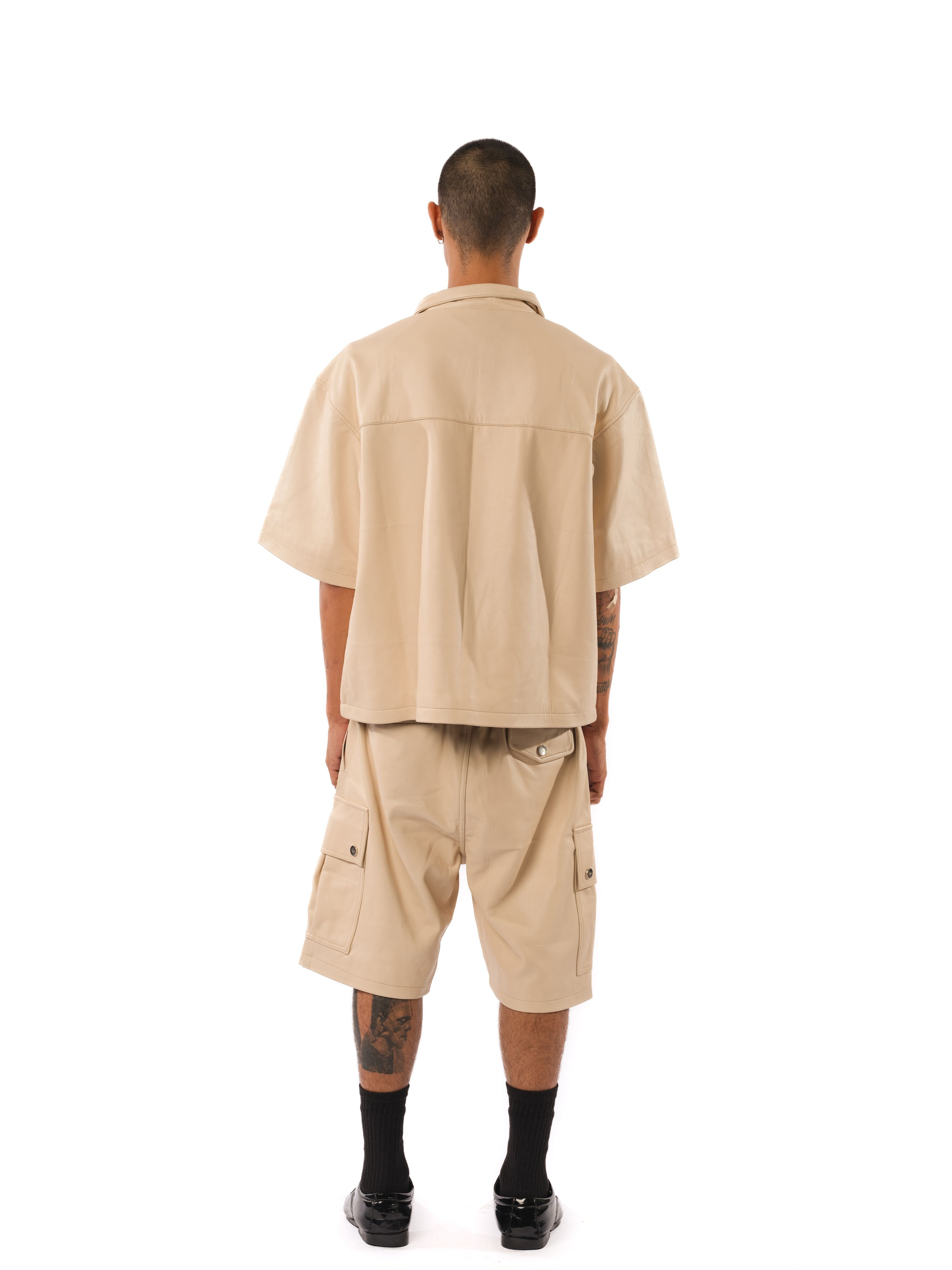 Mace Leather Cargo Shorts (Natural) sold by Karl Kani product image thumbnail 2