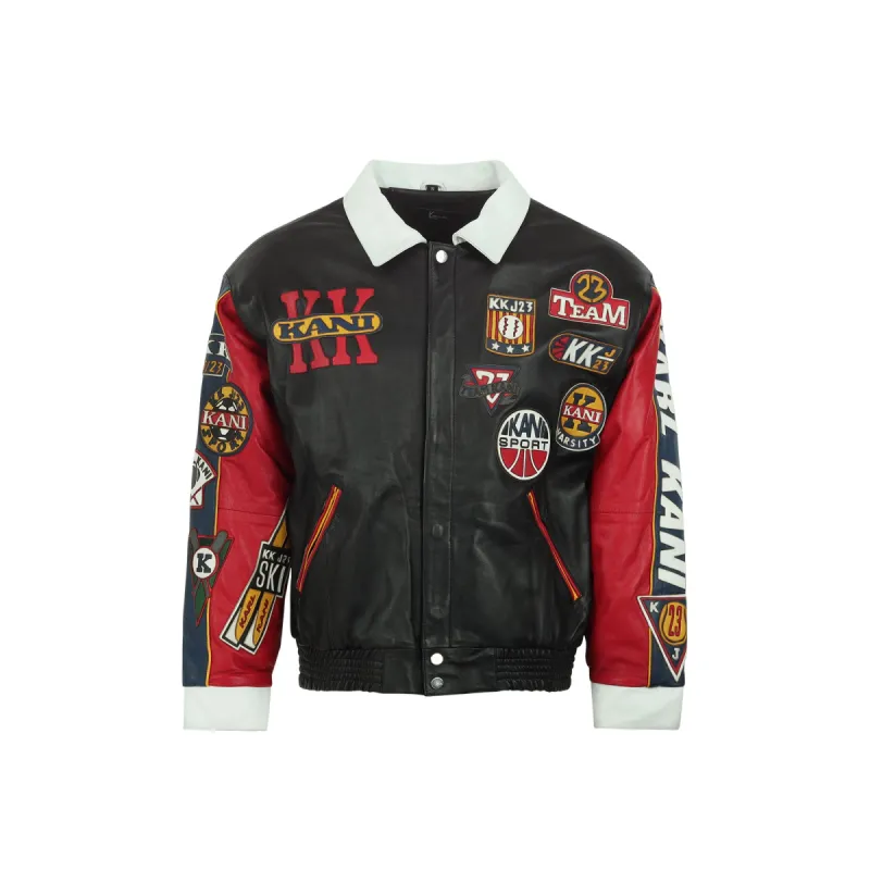 Leather Patch Jacket (Black) sold by Karl Kani