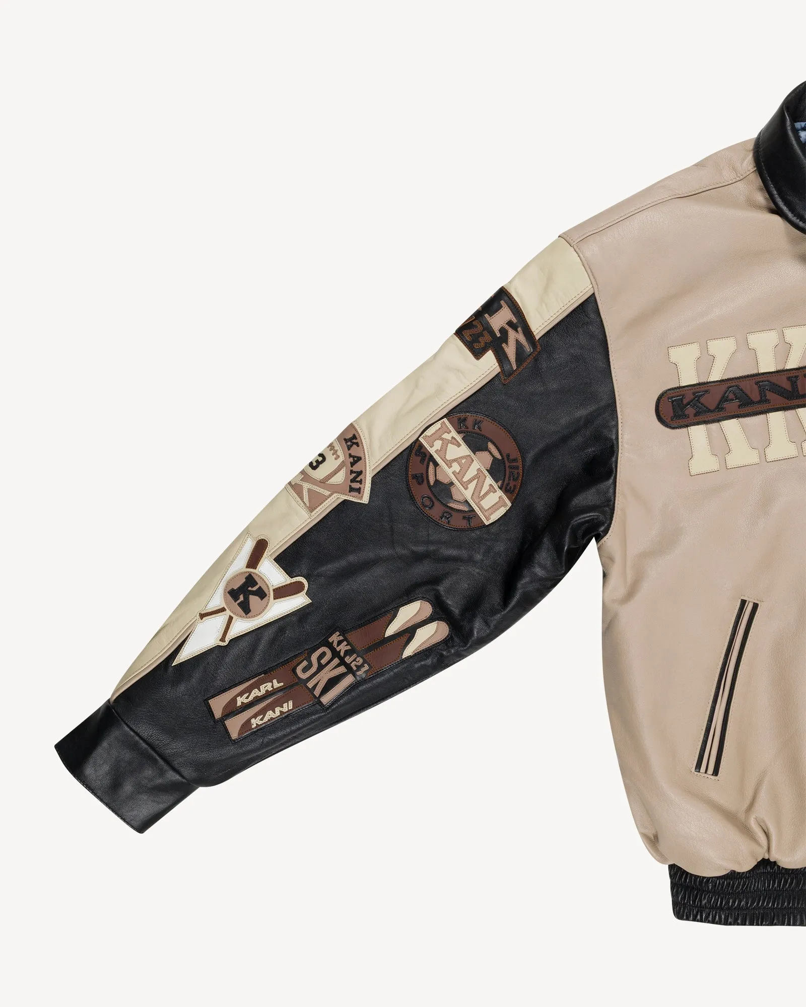 Leather Patch Jacket (Beige/Black) sold by Karl Kani product image thumbnail 5
