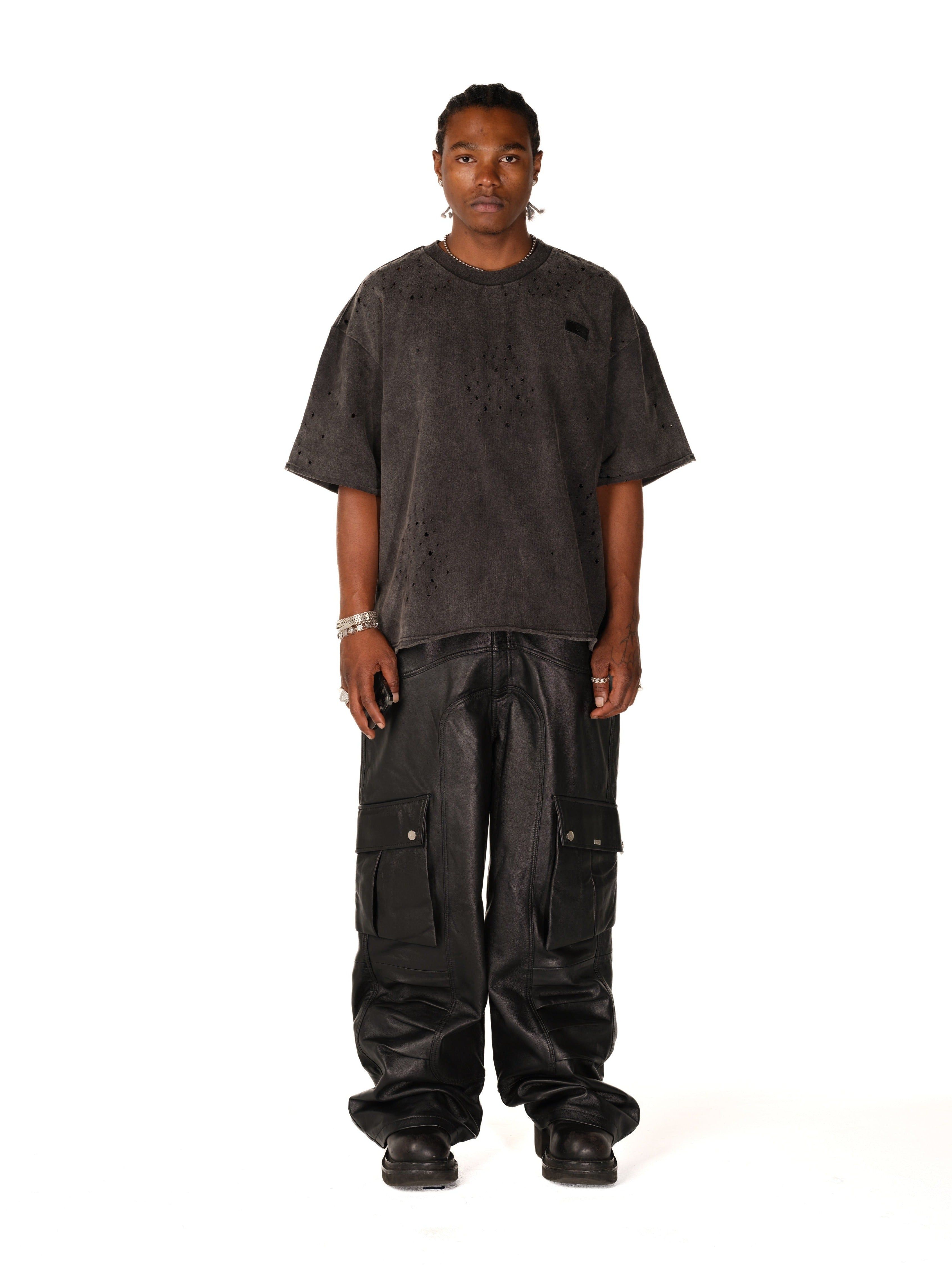 Belmont Cargo Pants (Leather) sold by Karl Kani