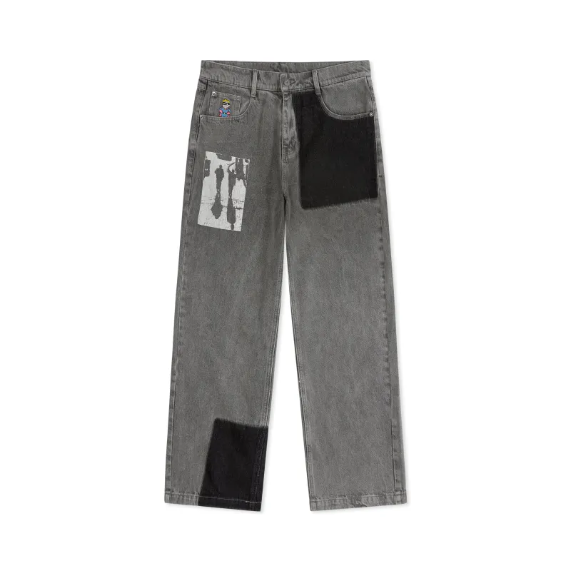 Sun Faded Denim Running Man Jeans [Gray] made by KidSuper Studios