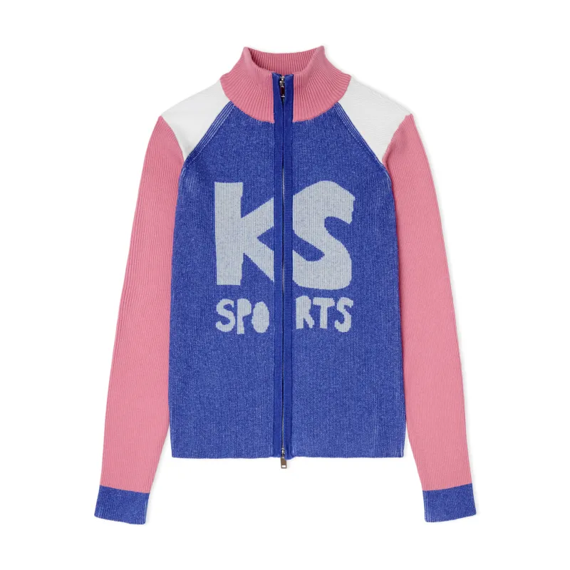Retro Rib KS Sports Zip Up [Pink/Blue] sold by KidSuper Studios