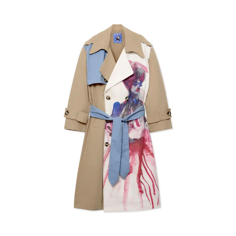 Painted Girl Trench Coat made by KidSuper Studios