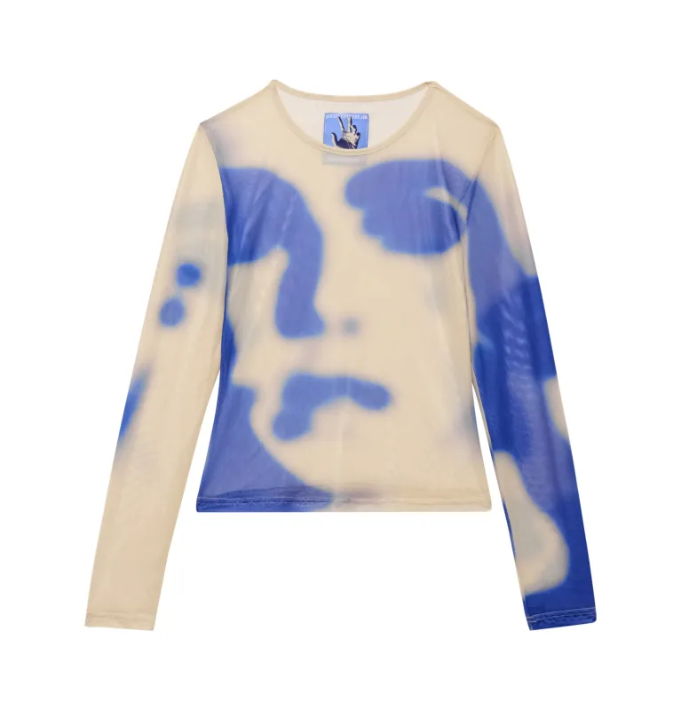 Blurry Face Mesh Womens Top [Cream] sold by KidSuper Studios