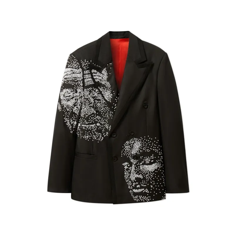 Embellished Faces Suit Top [Black] sold by KidSuper Studios