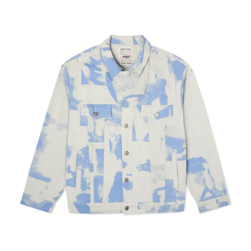 Collage Faces Denim Jacket [Gray] sold by KidSuper Studios