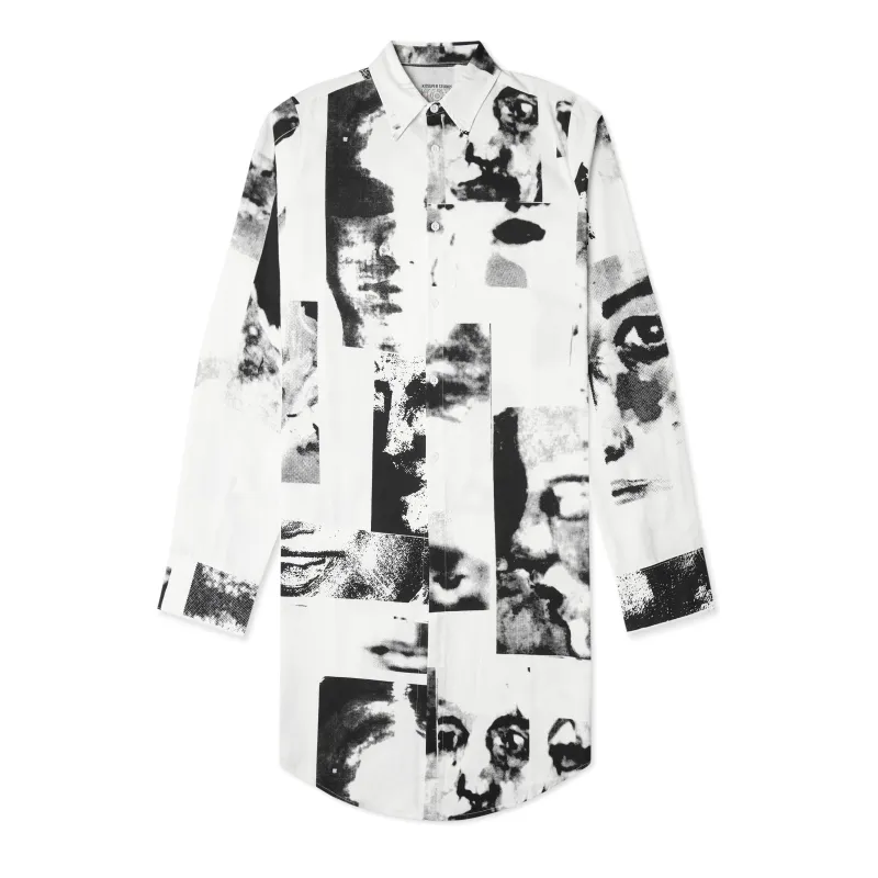 Collage Faces Button Up Long Shirt [White] sold by KidSuper Studios