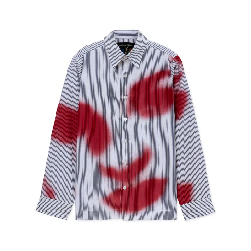 Blurry Face Airbrush Striped Button up [Red] made by KidSuper Studios