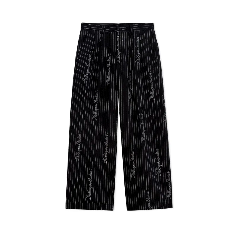 Embroidered KS Pinstripe Suit Bottom [Black] made by KidSuper Studios