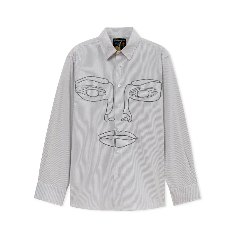 Face Stripe Button Up [Blue Stripe] made by KidSuper Studios