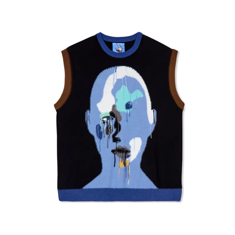 Reverse Knit patchwork Face Vest [Blue/ Multi] made by KidSuper Studios