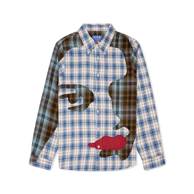 Patchwork Face Flannel Shirt [Blue] made by KidSuper Studios