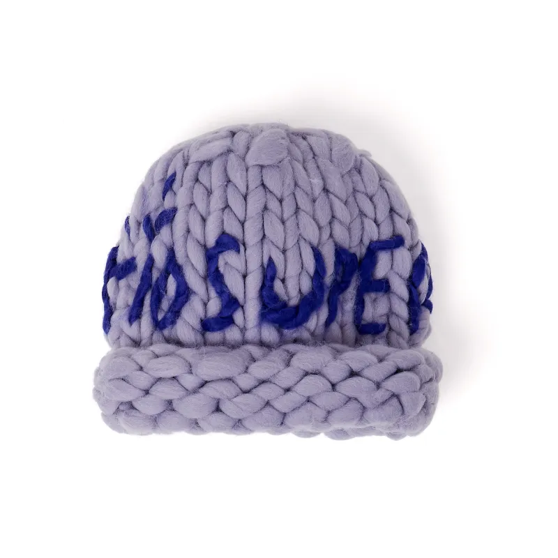 Hand Knit Chunky Knit Beanie [Lavender] made by KidSuper Studios