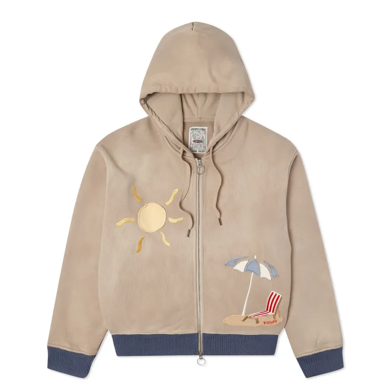 Beach Heavyweight Zip Up Hoodie [Tan] sold by KidSuper Studios