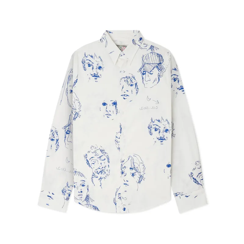Doodle Faces Button up Shirt [White] made by KidSuper Studios