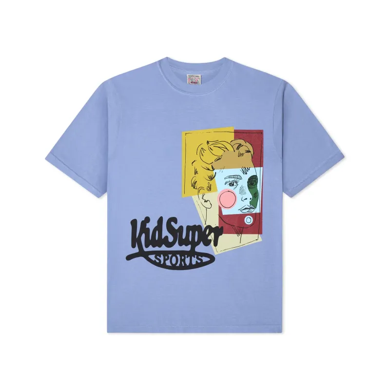 Patched Doodle Tee [Blue] sold by KidSuper Studios