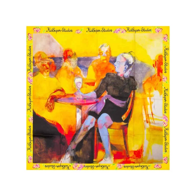 Dining Room printed Silk Scarf [Yellow] made by KidSuper Studios