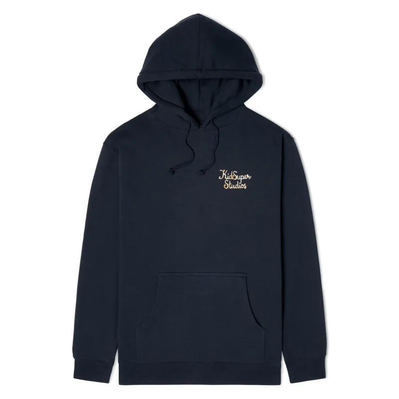 Script Logo Hoodie [Navy] sold by KidSuper Studios
