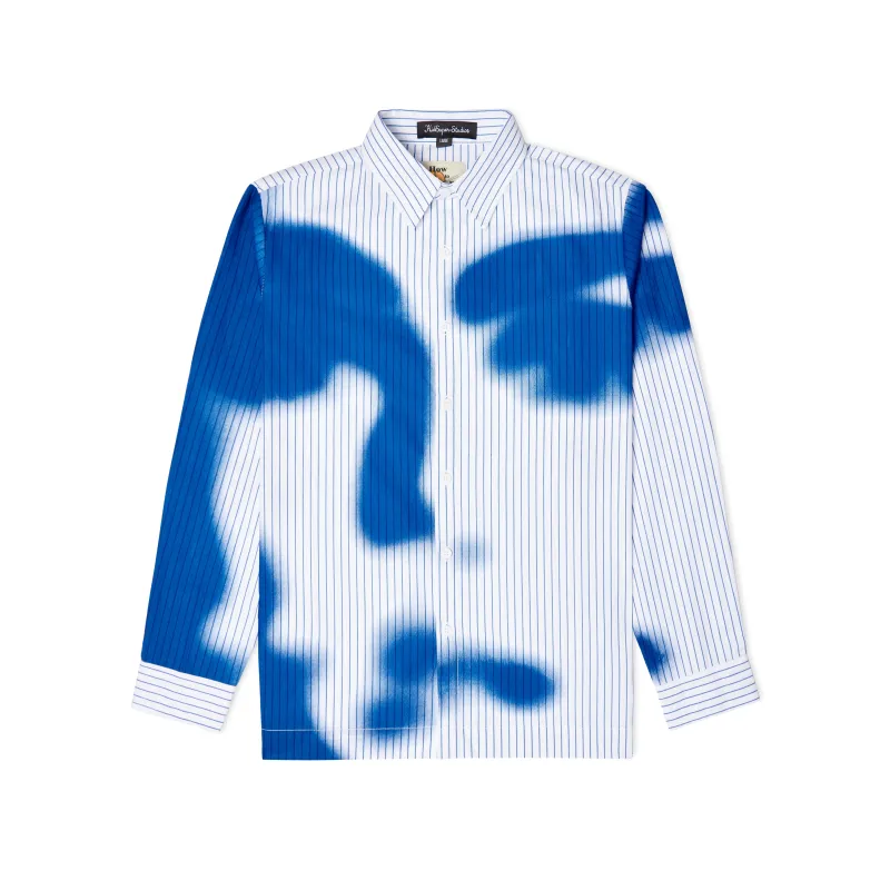 Stripe Blurry Face Button Up [White] made by KidSuper Studios