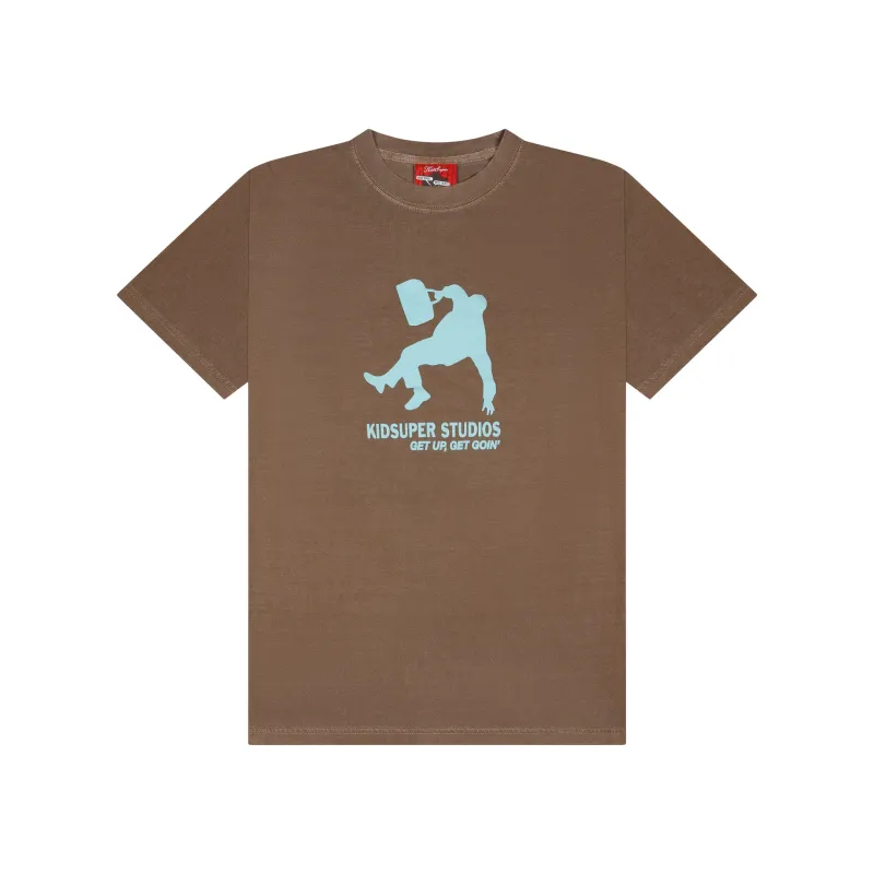 Get Up' & Get Goin' Tee [Brown] sold by KidSuper Studios