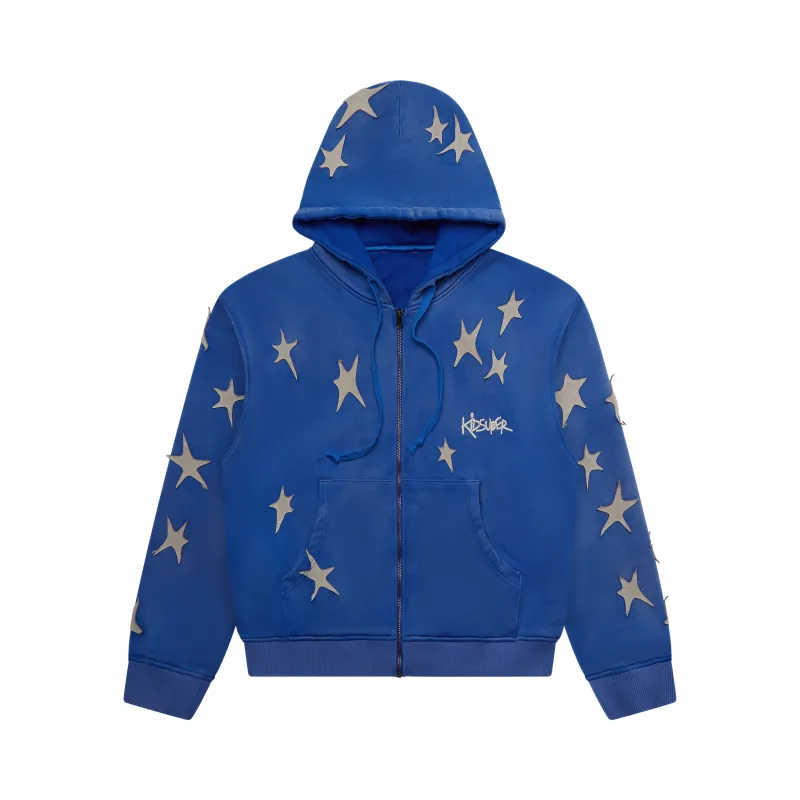 Stars Patchwork Washed Hoodie [Blue] sold by KidSuper Studios