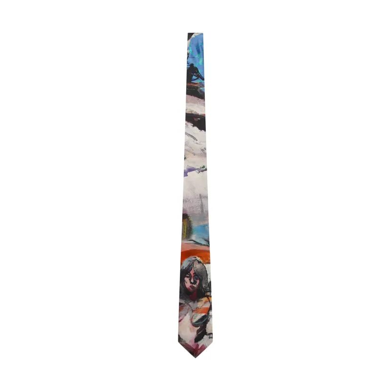 Man and Woman painting Silk Tie [Multi] made by KidSuper Studios
