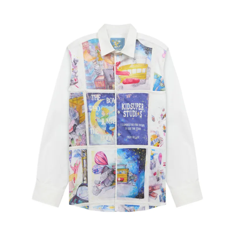 Book Pages Patchwork Shirt [White] made by KidSuper Studios