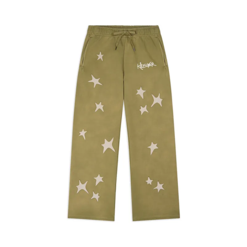 Stars Patchwork Sweatpants [Green] made by KidSuper Studios
