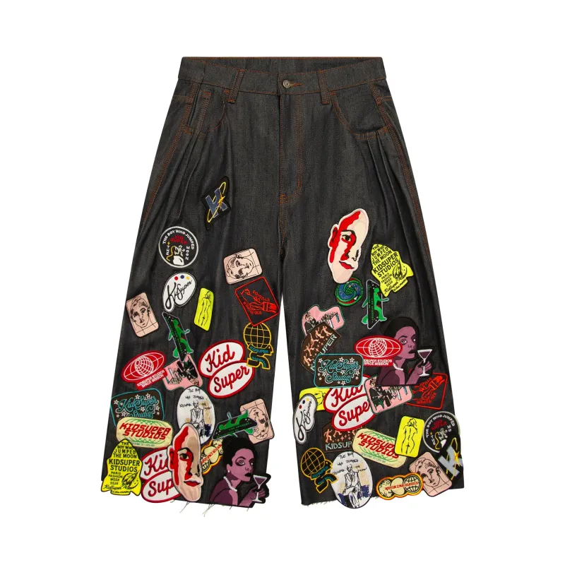 Super Long Patches Shorts [Raw Denim] made by KidSuper Studios