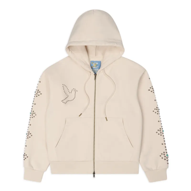 Dove & Eye Studded Hoodie [Vintage White] made by KidSuper Studios