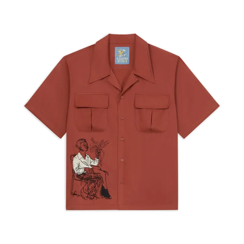 Technicolor Dreams Lycra Shirt [Burgundy] made by KidSuper Studios