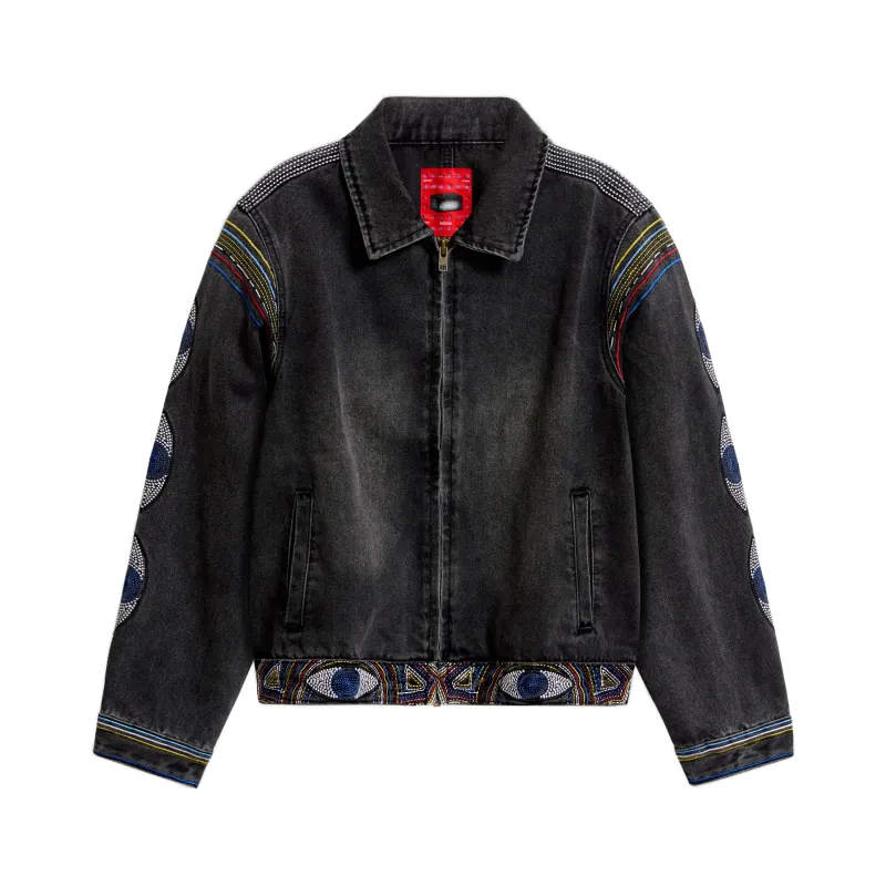Gemstone Eye Embroidery Jean Jacket [Black] made by KidSuper Studios