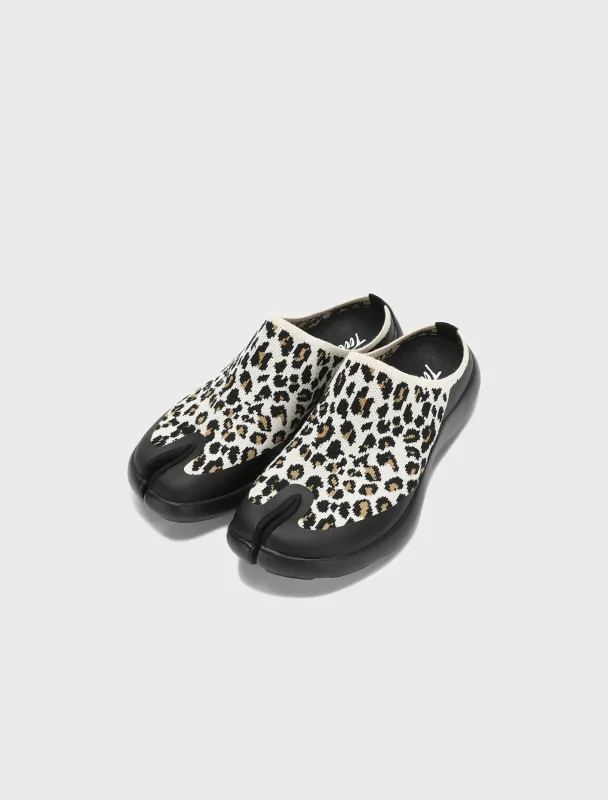 Tabi Mules Women - White Leopard made by Tabi