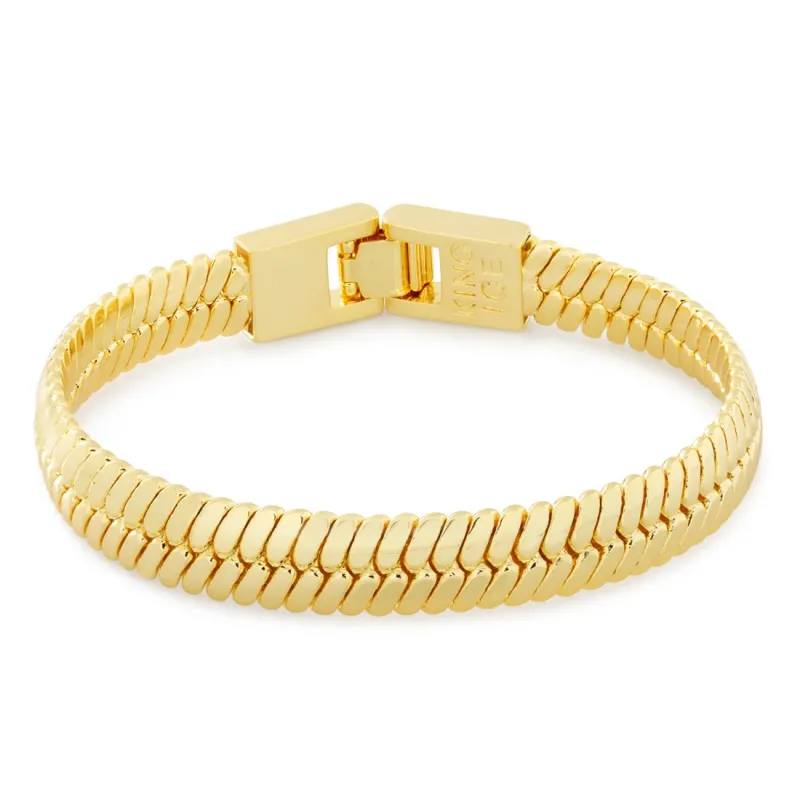Solid Gold 10mm Thick Herringbone Bracelet sold by King Ice