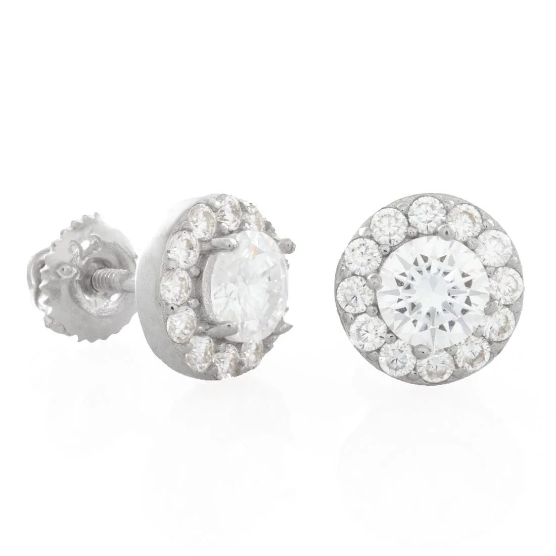 Moissanite Halo Brilliant-Cut Stud Earrings sold by King Ice product image thumbnail 3