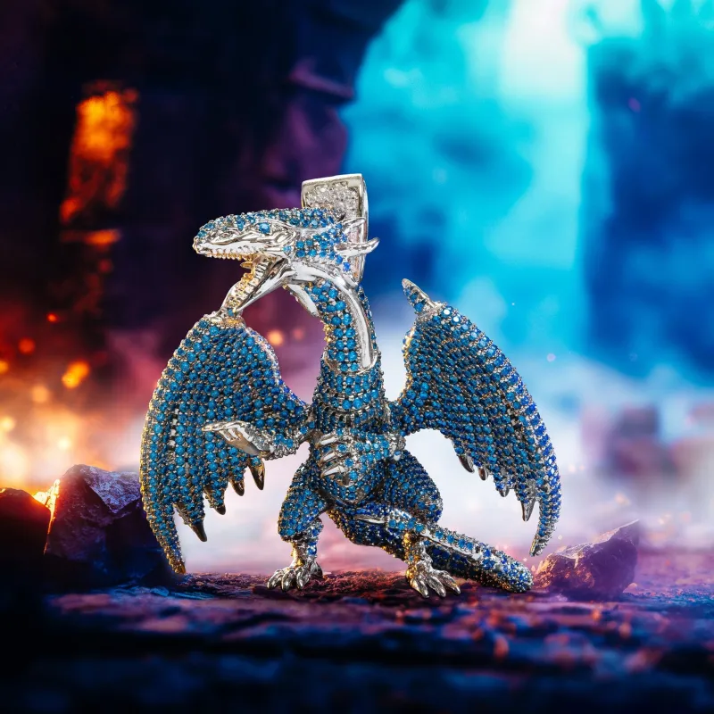 Yu-Gi-Oh! x King Ice - Blue Eyes White Dragon Necklace sold by King Ice