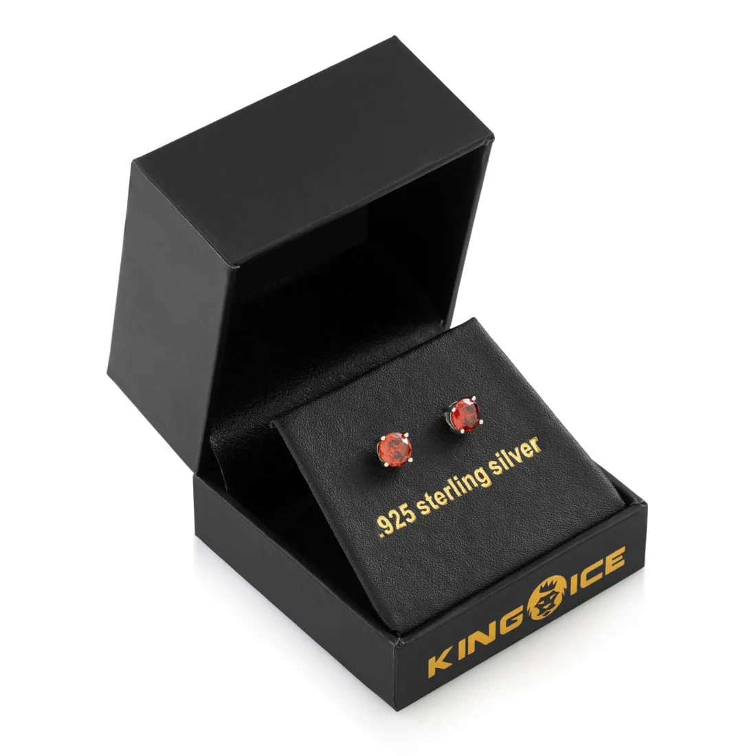 Red Brilliant-Cut Stud Earrings sold by King Ice product image thumbnail 4