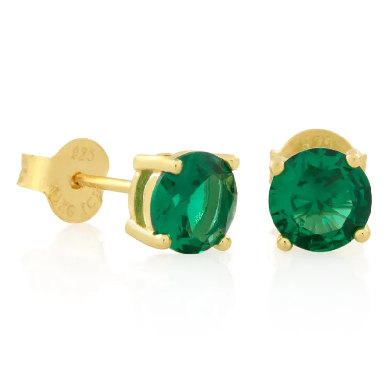Green Brilliant-Cut Stud Earrings sold by King Ice
