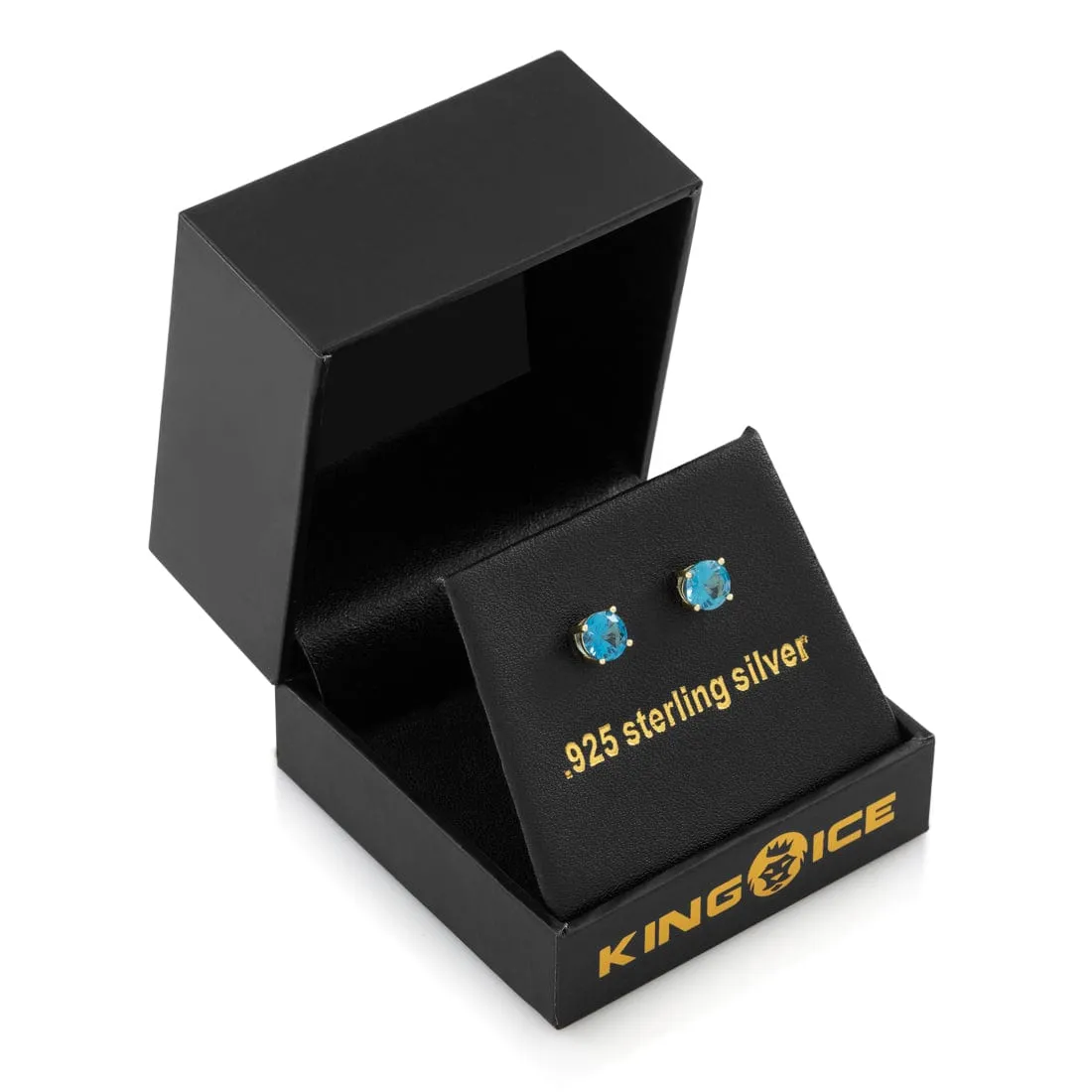 Blue Brilliant-Cut Stud Earrings sold by King Ice product image thumbnail 2