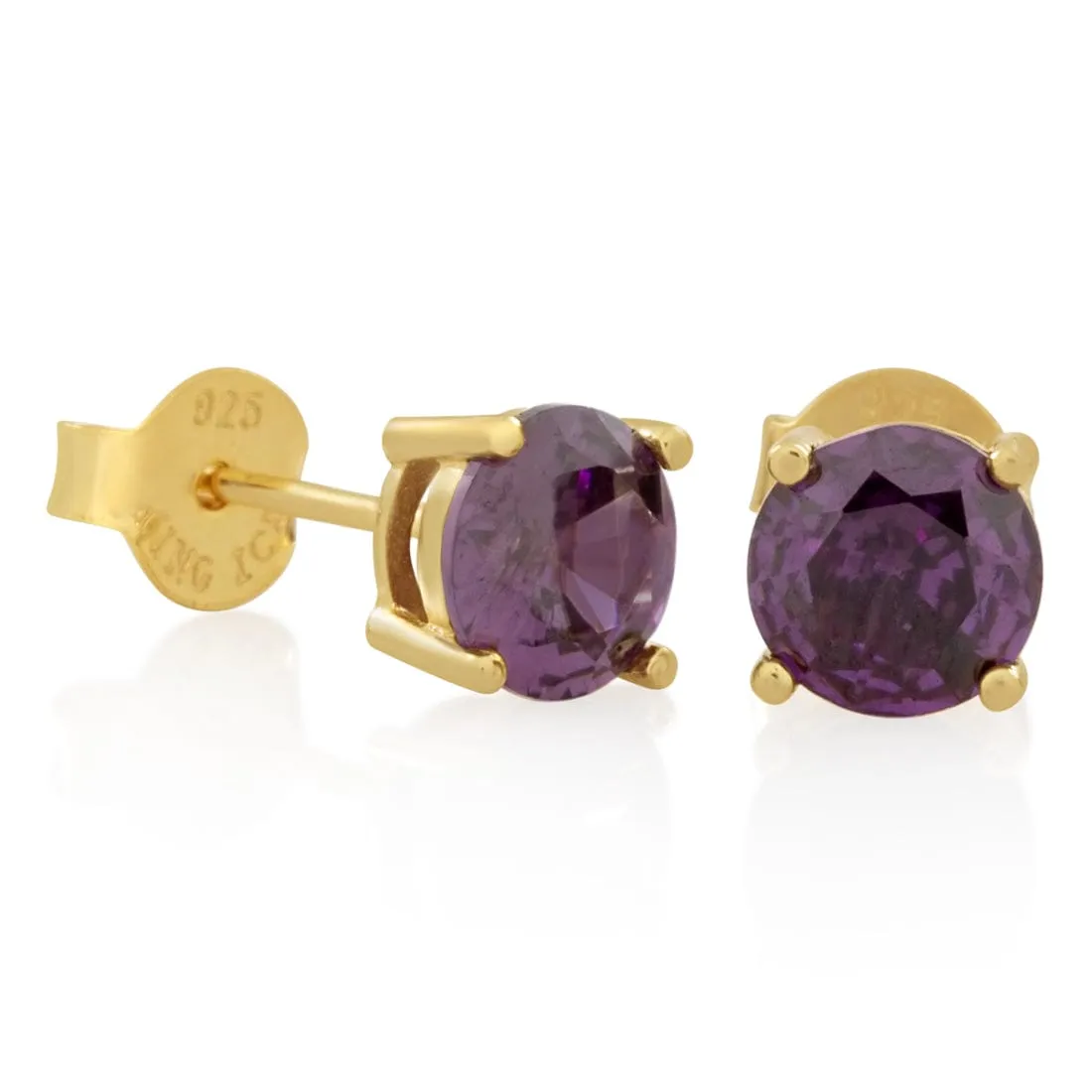Purple Brilliant-Cut Stud Earrings sold by King Ice