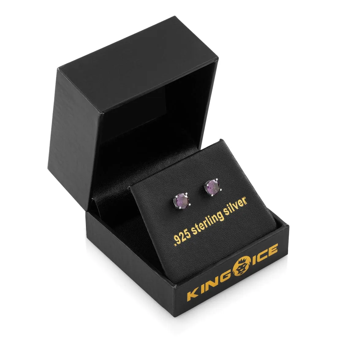 Purple Brilliant-Cut Stud Earrings sold by King Ice product image thumbnail 4