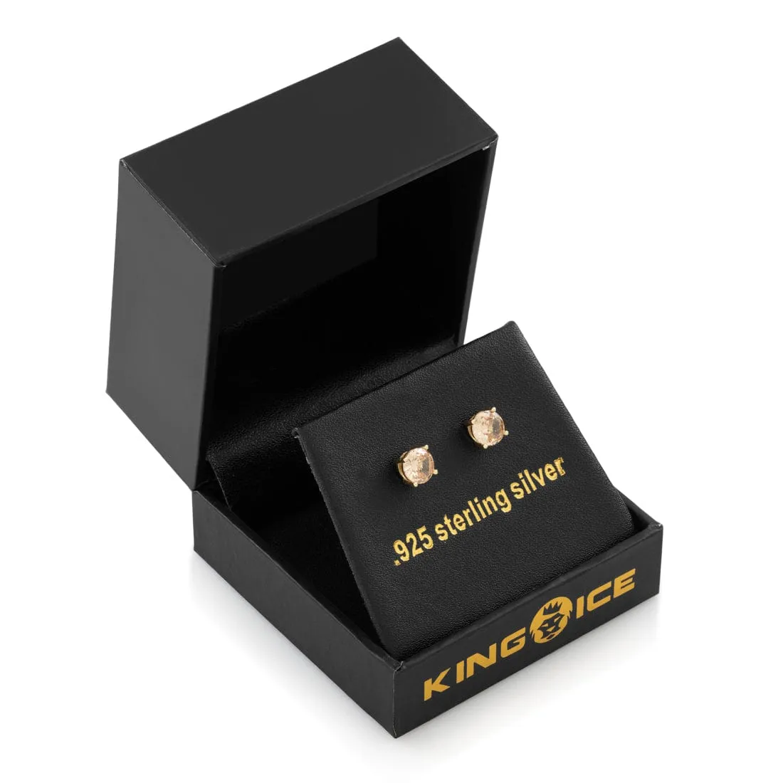 Champagne Brilliant-Cut Stud Earrings sold by King Ice product image thumbnail 2
