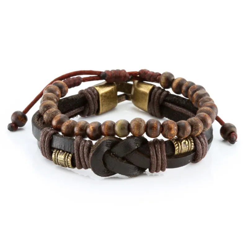 Wood Hide Bracelet Set by MARZ made by King Ice
