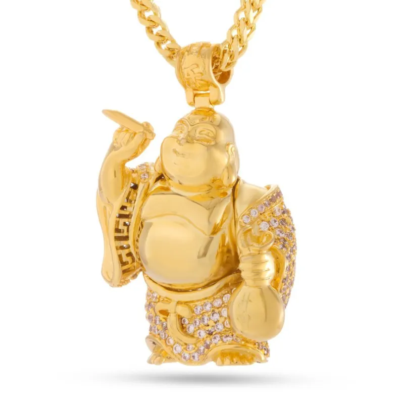 Iced Laughing Buddha Necklace made by King Ice
