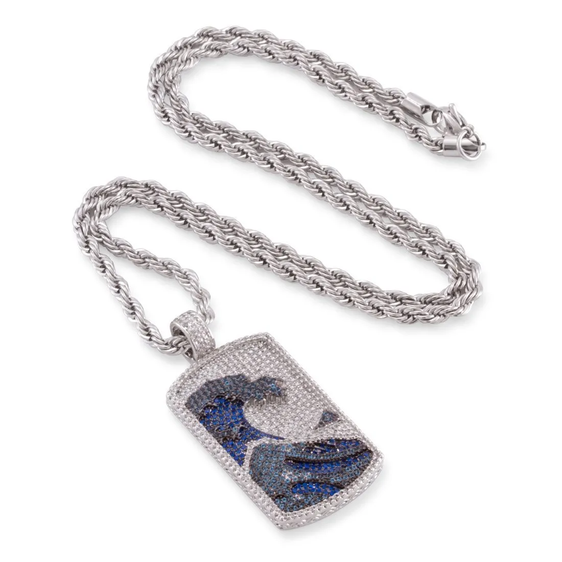 Great Wave Dog Tag Necklace sold by King Ice product image thumbnail 3