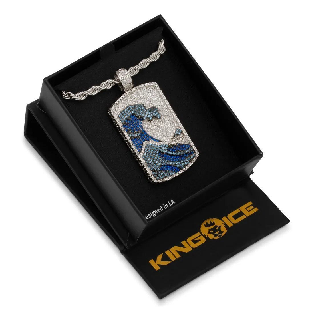 Great Wave Dog Tag Necklace sold by King Ice product image thumbnail 4