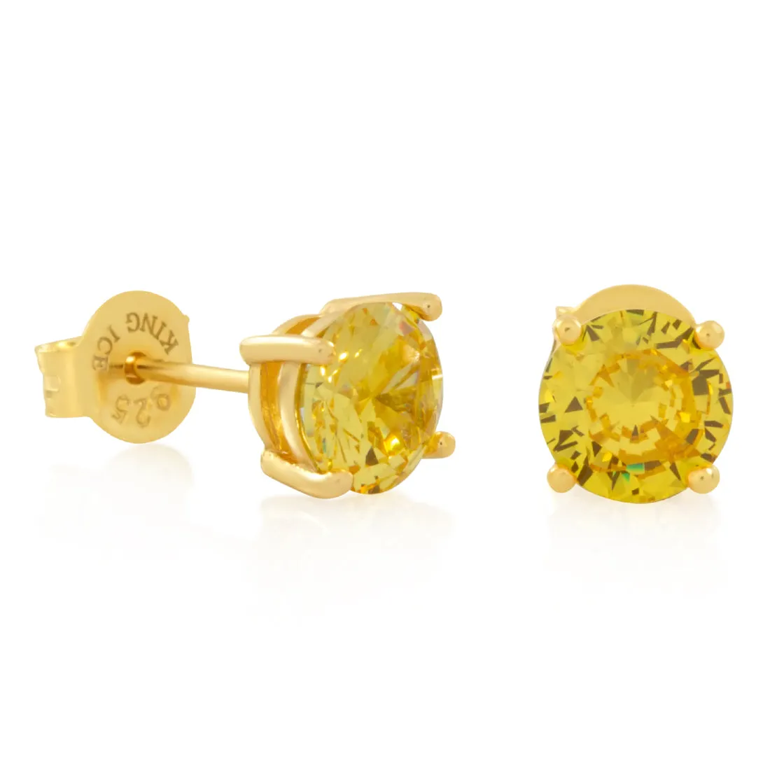 Yellow Brilliant-Cut Stud Earrings sold by King Ice