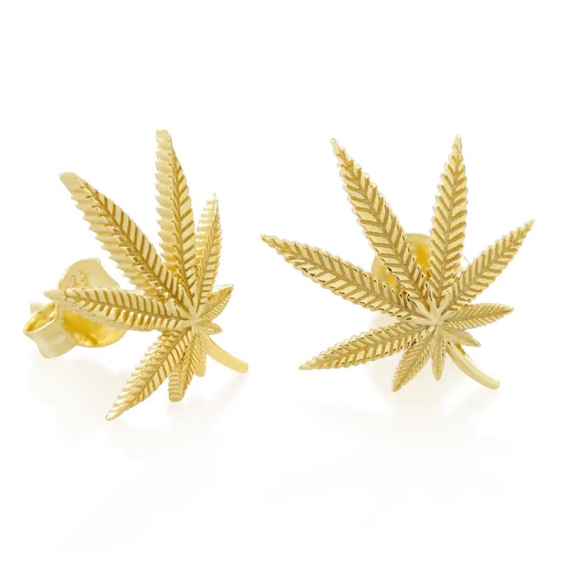 Cannabis Leaf Stud Earrings sold by King Ice